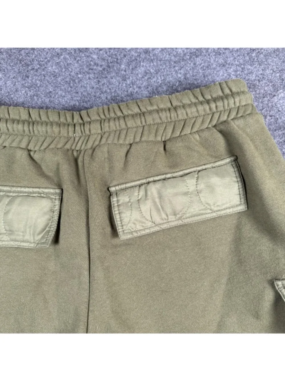 EPTM Shorts Mens Size XL Green Quilted Cargo Fleece Elastic Waist Pockets
